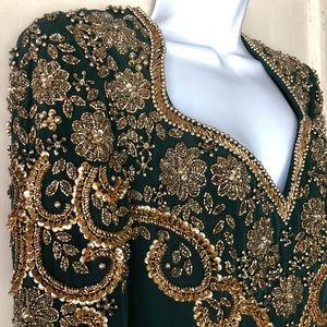 Vintage Oleg Cassini Beaded Evening Gown, Size 6